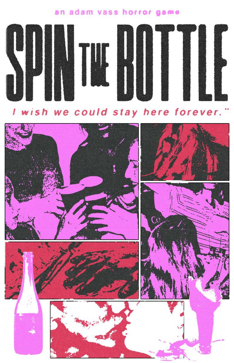 Cover of 'Spin the Bottle' game with text and bottle illustration.