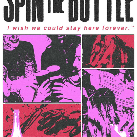 Cover of 'Spin the Bottle' game with text and bottle illustration.